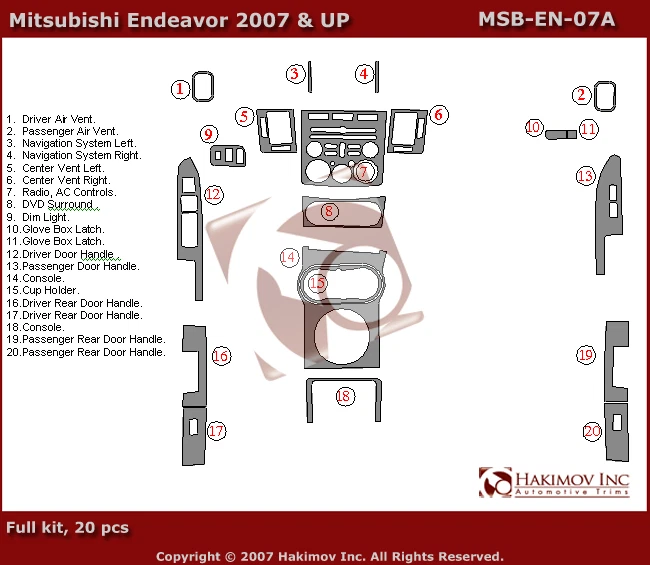PARA MITSUBISHI ENDEAVOR 2007 - 2011 NUEVO JUEGO ALUMINIO CEPILLADO INTERIOR TABLERO EMBELLECEDOR Foto 4 de 4