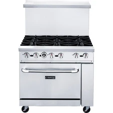 DUKERS DCR36-6B 36″ NAT Gas Range 6 Open Burners & OVEN
