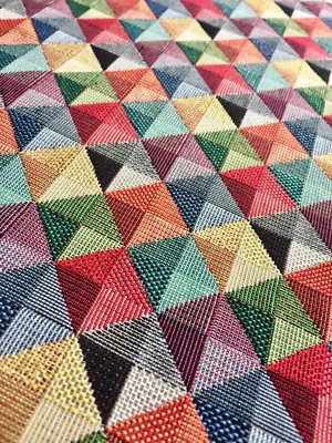 RHOMBUS SQUARES Triangles Gobelin Fabric Material Cushions Upholstery 140cm wide - Image 1 of 4