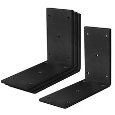 4 Pcs 6 inch Black Heavy Duty Steel Corner Braces 90 Degree Right Angle L Bra...