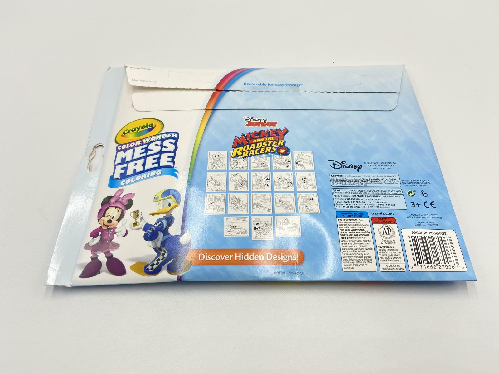 Crayola Color Wonder Mess Free Mickey Roadster Racers 18 Pages and 5 Markers