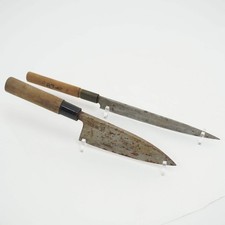 Japanese Used Vintage Kitchen Knife Lot 2 Set Sushi Sasimi F-424