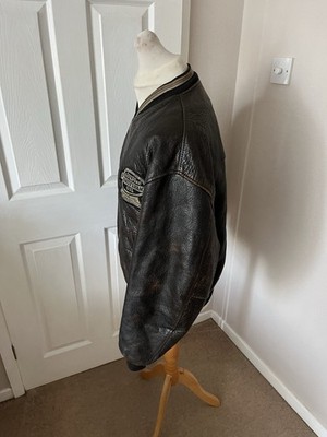 Men's Vintage 80's Brown AMI Leather Bomber Jacket Size XL | eBay UK