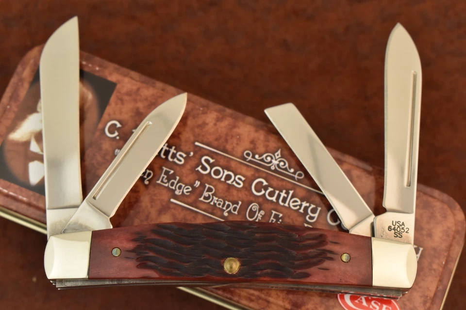 C PLATTS by CASE XX USA WALNUT BROWN BONE CONGRESS KNIFE 64052 SS 2006 (26606) - Image 2 of 4