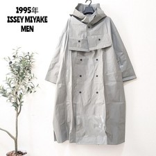 USED 1995 ISSEY MIYAKE MEN'S HOODED OVERCOAT ACCEPTABLE