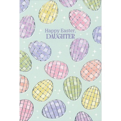 Pastel Disco Ball Eggs with Silver Foil Outlines Easter Card for Daughter