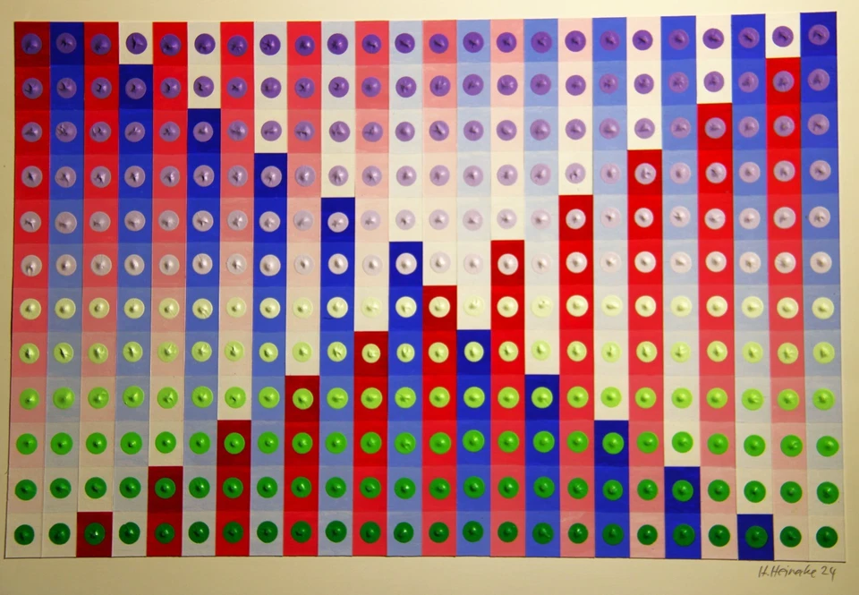 Hajo Heinecke,  2024,  Op Art, Konkrete Kunst, Unikat, Acrylfarbe, handsig. F174