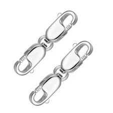 925 Sterling Silver Double Lobster Clasp Bracelet Extender Necklace Clasps an...