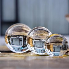 3pcs 60/80/100mm Clear Crystal Balls with Stand Decorative Transparent Sphere...