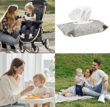 1 PCS Gray Travel Wipes Case Wet Wipes Bag Portable Refillable Reusable Airtight