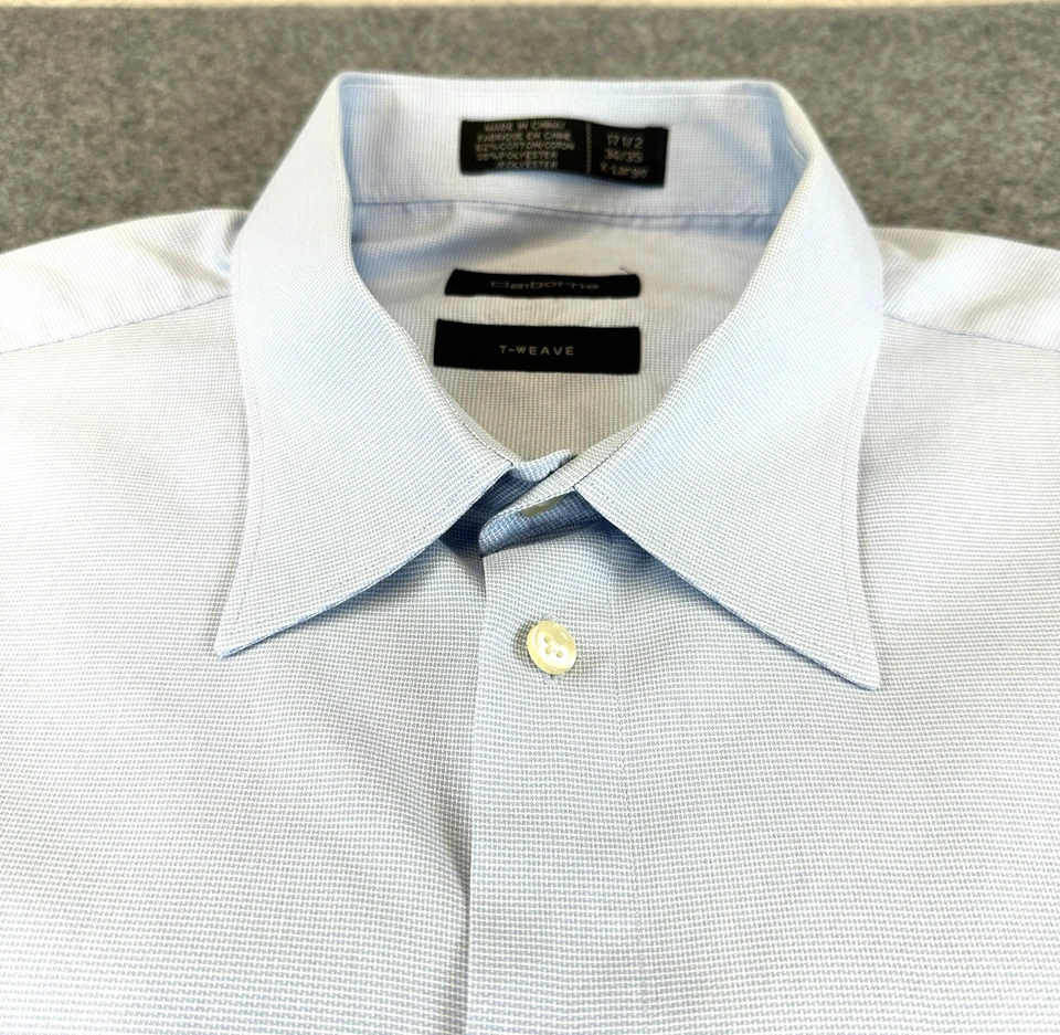 Camisa Claiborne Para Hombres XL Azul Tejido en T Botones Algodón Bolsillo Clásica Elegante Foto 4 de 4