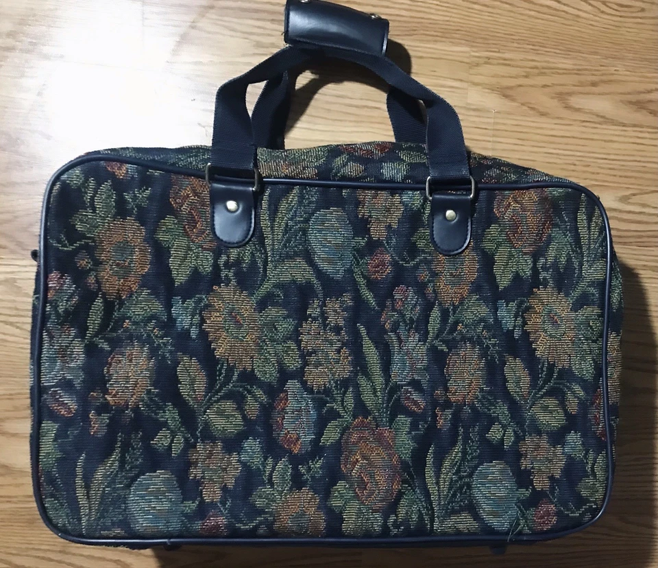 "Maleta de equipaje de mano Jaguar JC Penney azul floral 20x13"" capacidad M/L" Foto 2 de 4