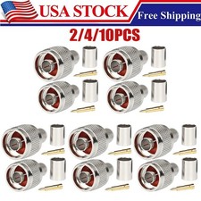 2/4/10Pcs N Male Crimp RF Connector for RG8/U RG213 RG214 LMR400 7D-FB Coax Wire