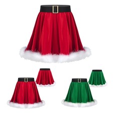 Girls Santa Christmas Skirt Holiday Show Costume Dress Up Dancewear Party