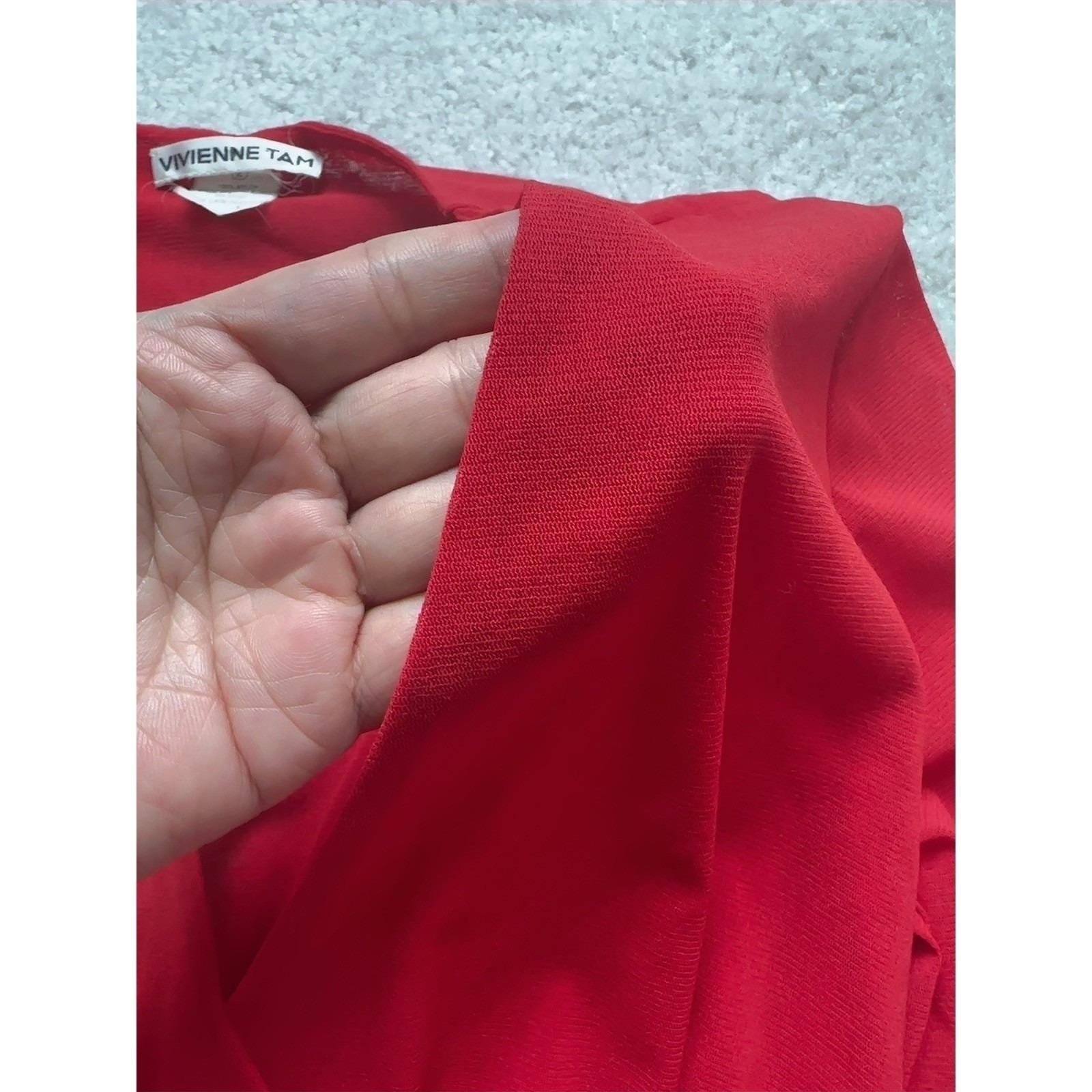 RARE- Vivienne Tam Vintage 90's  Mesh Wrap Blouse Size 2 Red - EUC image 6