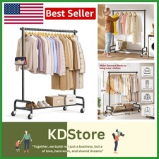 Heavy Duty Rolling Garment Rack – 43" Wide, Steel, Black, Heavy Load Capacity