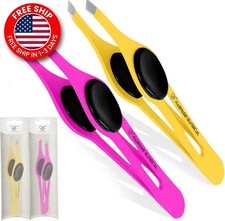 Professional Eyebrow Tweezers Slanted Tip Stainless Steel 2,3Xpcs Set, Non-Slip