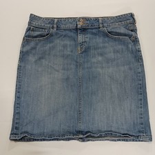 Old Navy RN 54023 Women's Blue Cotton Blend Denim Skirt Pockets Size 16