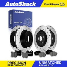Front Rear Drilled Slotted Brake Rotors Premium Ceramic Pads for Nissan 370Z
