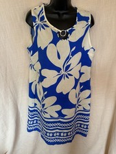Royal Blue/cream Dress Size L By Shein (3559)