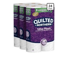 Quilted Northern Ultra Plush Toilet Paper, 24 Supreme Rolls=105 Regular Rolls, 3