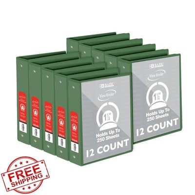 BAZIC PRODUCTS 1.5'' Binder Green 12-Pack