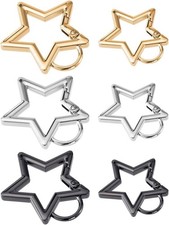 Star Carabiner, Shaped Stainless Steel Keychain Clip with 6 Pcs, 3 Colours