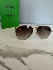 BOTTEGA VENETA SARDINE BV1305S Metal Gold Brown Unisex Aviator Sunglass 007