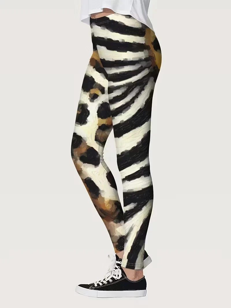 Color Block Animal Print (Leopard & Zebra) Design Leggings