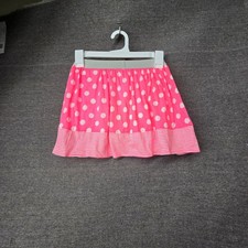 Carters Girls Pink Polka Dot Cotton Skirt Size 6X Elastic Waist Striped Hem