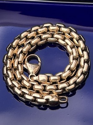 Tiffany & Co 18K Yellow Gold Square Box Link 5mm Chain Bracelet 8+