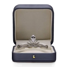 Oirlv Premium Leather Bracelet Bangle Box Steel-blue Jewelry Gift Case Velvet...