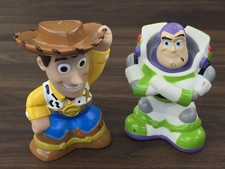 DISNEY Bucket Pixar Toy Story Bath Toys 2 Buzz  Woody Set Of 2