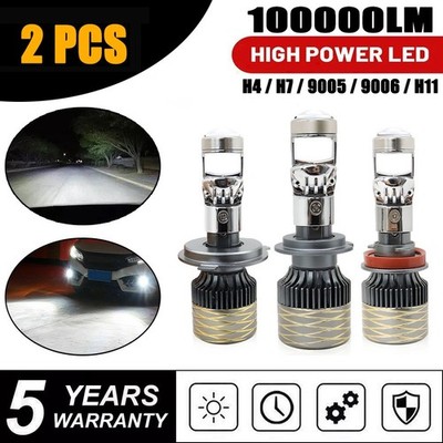 Mini LED Projector Lens Headlight Hi-Lo Kit 100000LM 6000K H4 H7 H11 9005 9006