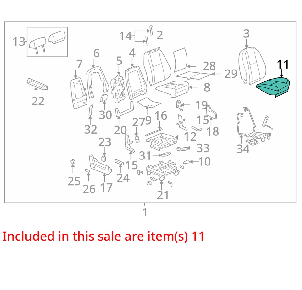 2010-2014 CADILLAC CHEVROLET ESCALADE TAHOE COVER P/SEAT CUSH COCOA 25851690 NEW - Image 3 of 4