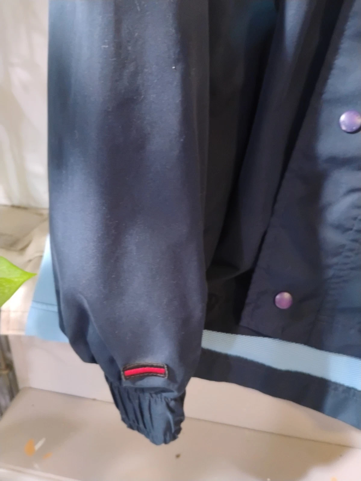 vintage 1990s or Y2K-era men's FUBU navy blue and baby blue snap-front hooded... image 3