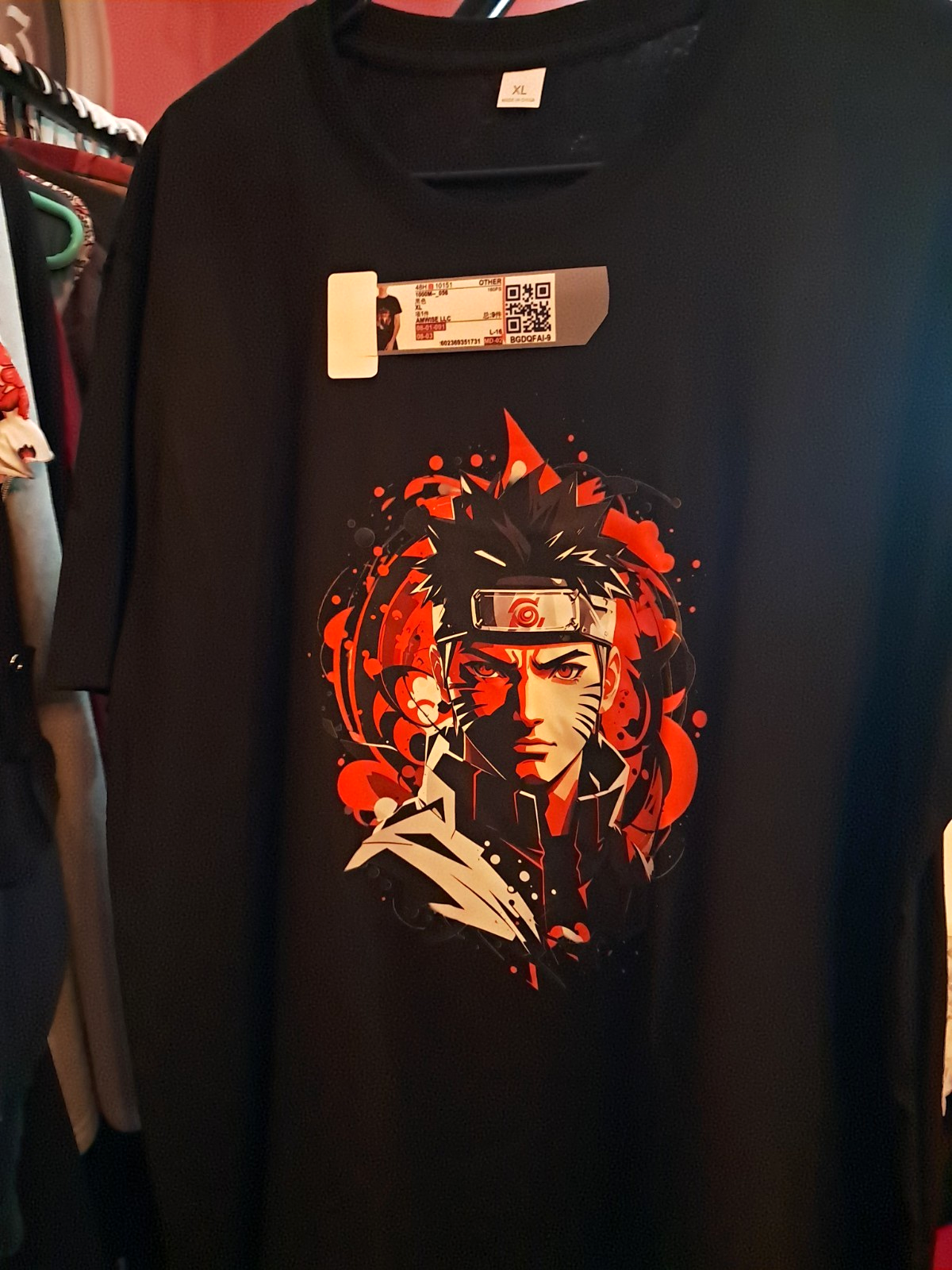 Naruto Uzumaki Naruto Men's Black Long Sleeve Crew Neck Graphic T-Shirt XL