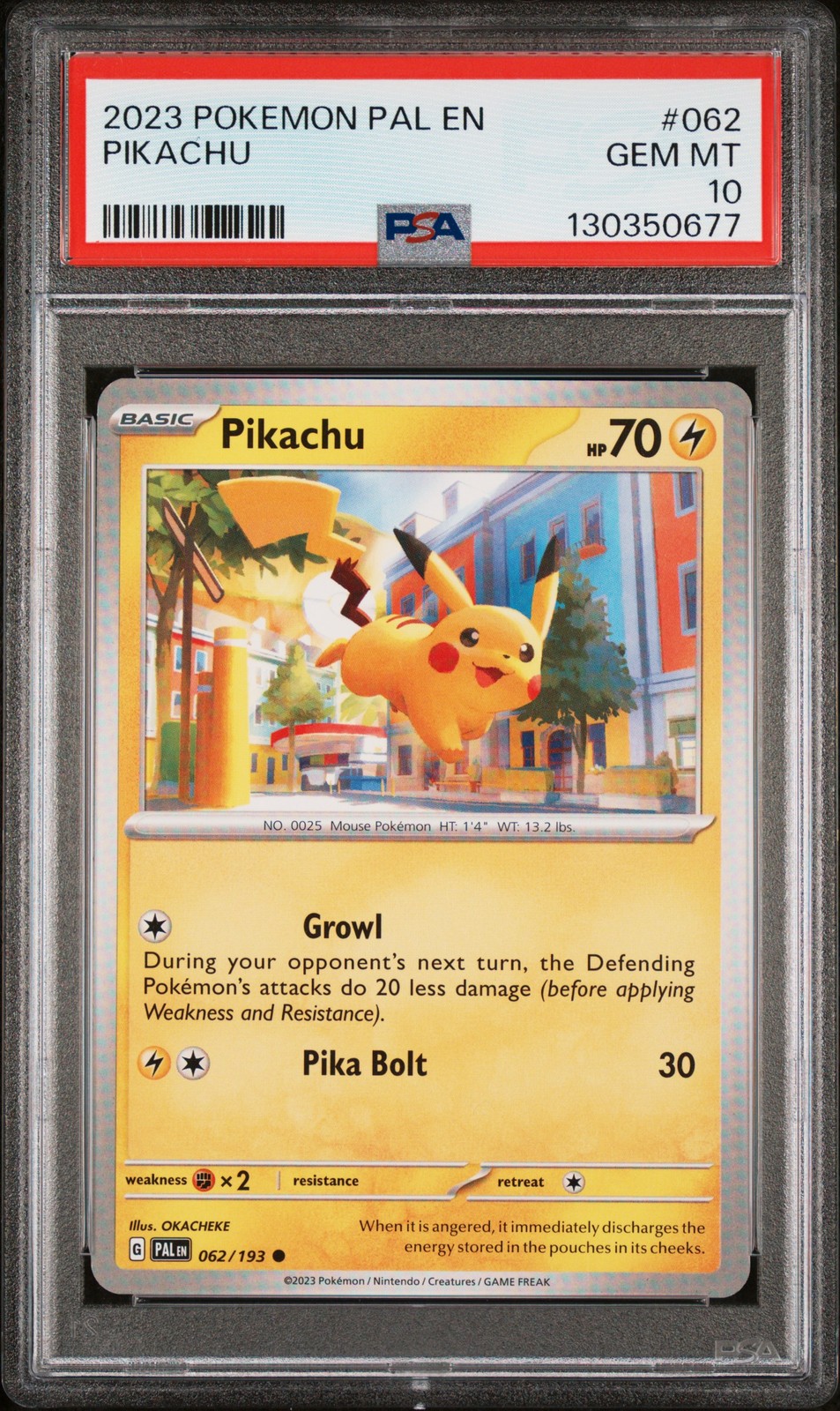 2023 POKEMON PAL EN-PALDEA EVOLVED #062 PIKACHU PSA 10