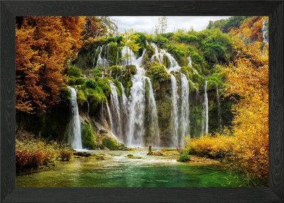 Gerahmtes Wandbild Jade Wasserfall Poster Leinwanddruck Bild