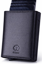 Pop Up Wallet for Men RFID Slim Leather Card Holder Minimalist Credit Wallet