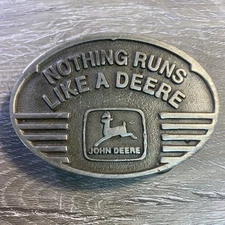 Vintage John Deere Belt Buckle 1999 USA Made Logo Silver