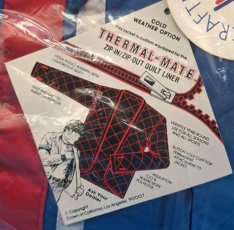 VTG NIP Crown Good Sam Club Offical Member Insulated Nylon Jacket 3 Stripe USA - Image 2 of 4