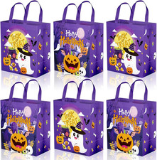 6 Pcs Halloween Goodie Bags - Large Happy Hallowen Party Favor Bag, Cute Non-Wov