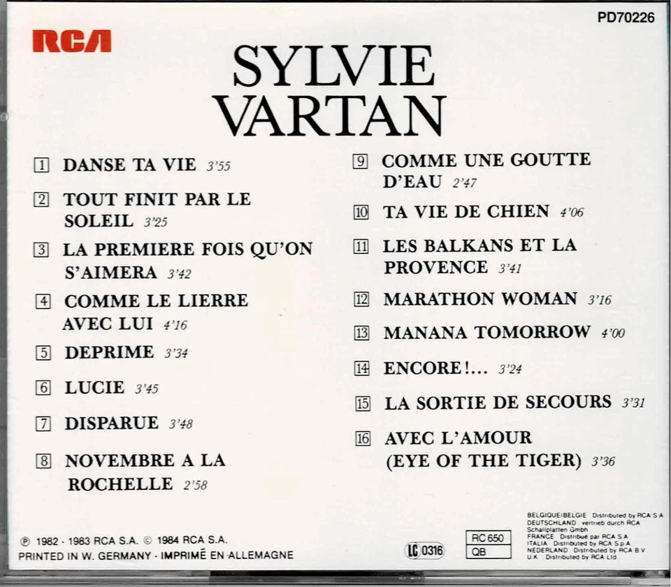 (CD) Sylvie Vartan "Same" (RCA Records 1984) - Erstpressung - Bild 2 von 2