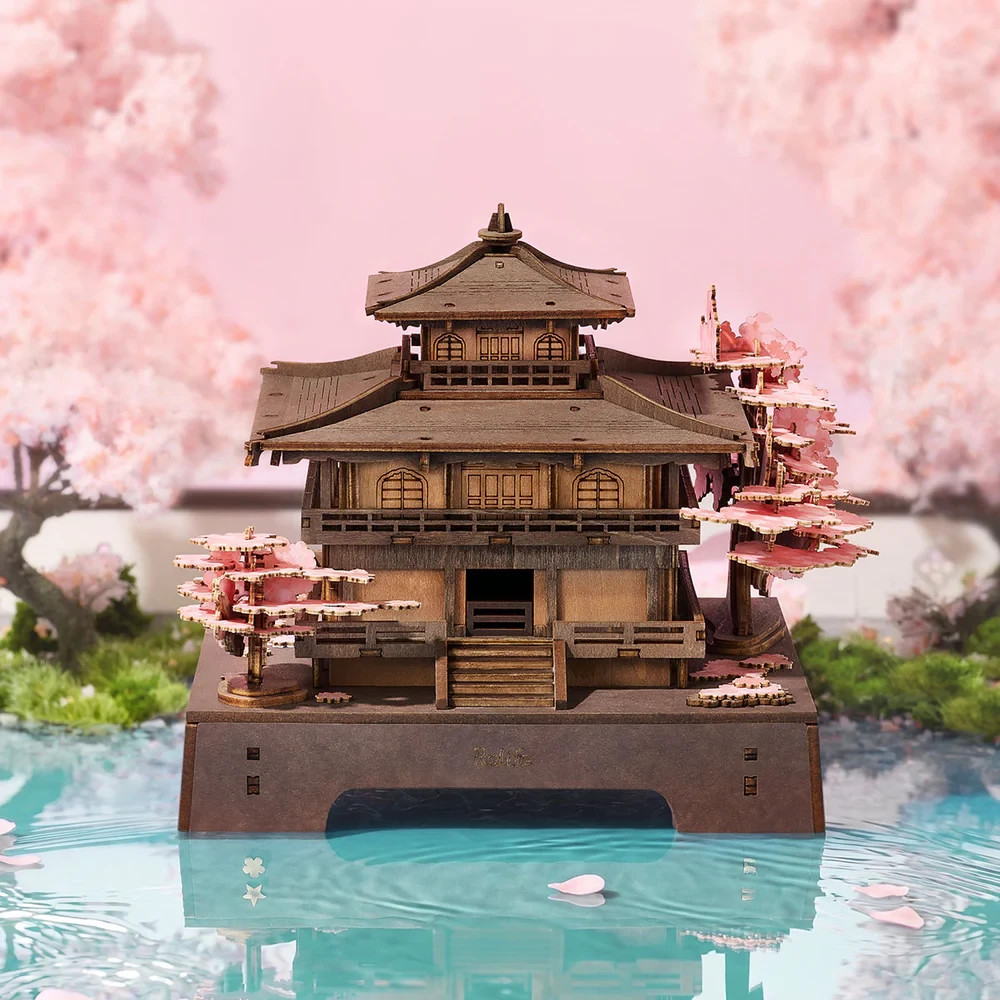 Rolife Sakura Pavilion 3D Wooden Puzzle DIY Model Kit Gift Building Toys Gifts