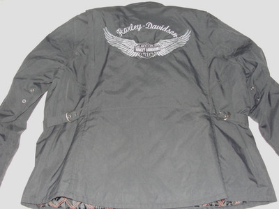 HARLEY DAVIDSON LADIES BLACK NYLON W3 JACKET IN GREAT USED CONDITION