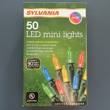 SYLVANIA 50 LED Mini Lights Multi-Color Christmas Lights, 12 ft Lighted Length