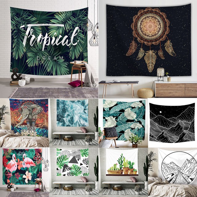 Flower Plant Wall Hanging Bohemian Hippie Tapestries Living Room Dorm