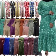 Dubai Muslim Women Maxi Dress Abaya Kaftan Islamic Party Gown Long Sleeve Caftan