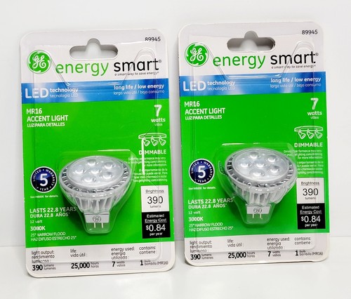 2 PACK GE Energy Smart LED MR16 Bulbs 7W Dimmable Accent Lights 12V 3000K 89945 - Picture 17 of 24
